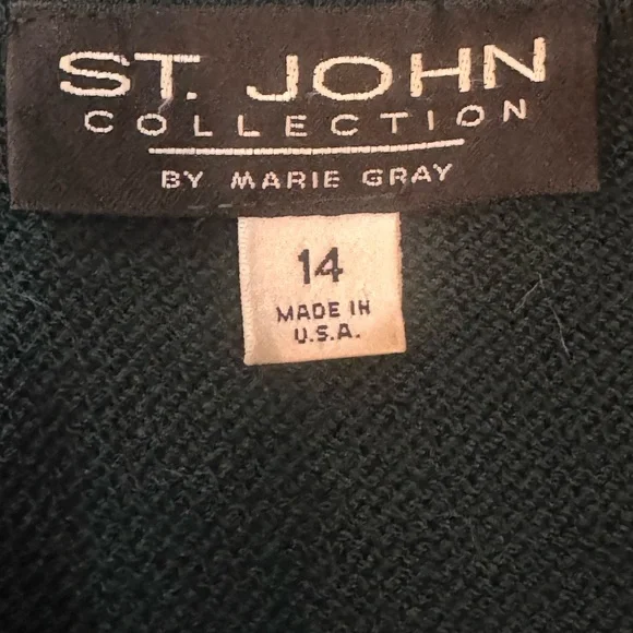 St. John Collection Green Blazer with Logo Buttons Leather Trim - Picture 8 of 8